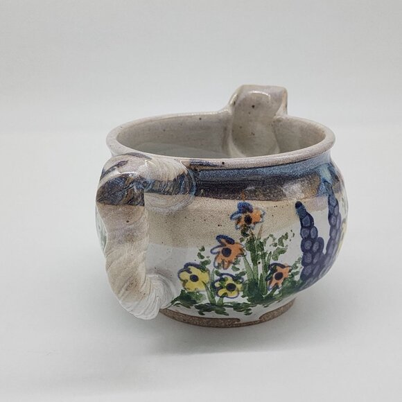 Vintage Hull Handmade Ceramic Creamer or Gravy Boat With Floral Design - Picture 7 of 8